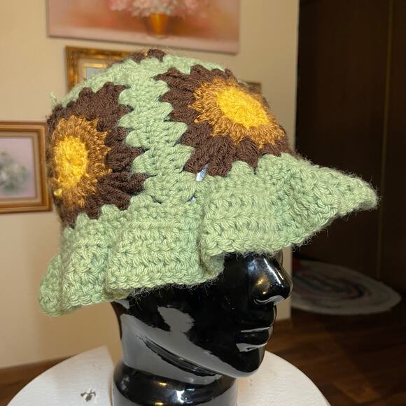Granny Square Sun Hat handmade Boho - Picture 13 of 16